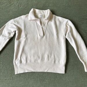 Merino Wool Cropped Polo Sweater
